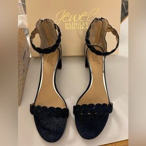 Jewel Badgley Mischka Finna Navy Glitter Sandals.  Women’s size 9.5
